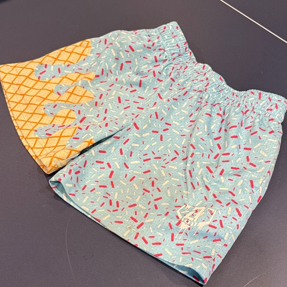 Kids Ice Cream Sprinkle Shorts - Blue and Yellow - Picture 1 of 7